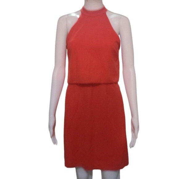 Asos Sleeveless Halter Dress in Red Orange - Picture 2 of 5